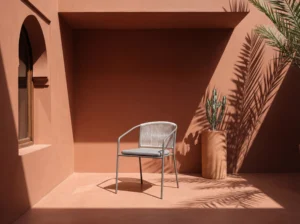 Modern chair in bright interior space.