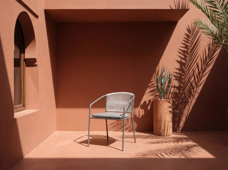 Modern chair in bright interior space.