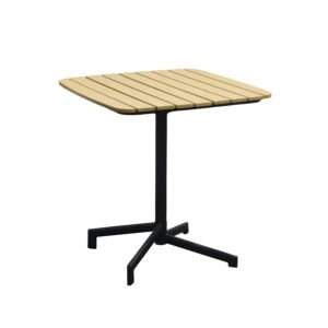 Metal Coffee Table,Square Slatted Outdoor Table,Commercial Outdoor Table with Wood Look,Pedestal Cross Base Table