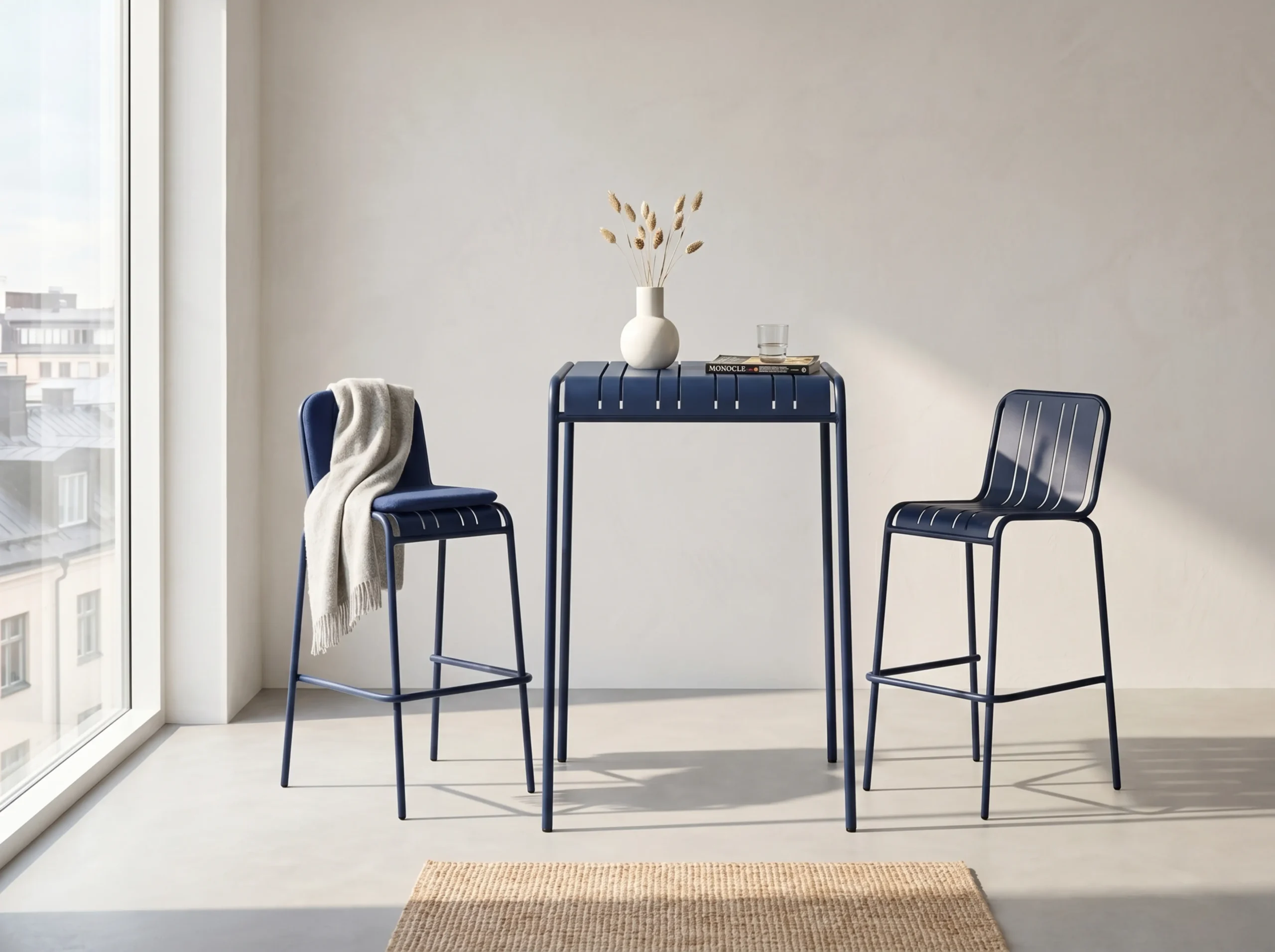 Navy Blue 3-Piece Folding Metal Bar Set