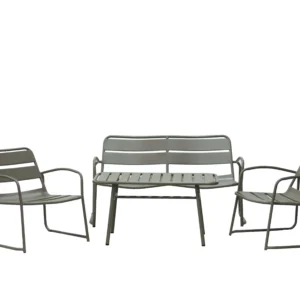 Modern 4-Piece Metal Sled-Base Lounge Set