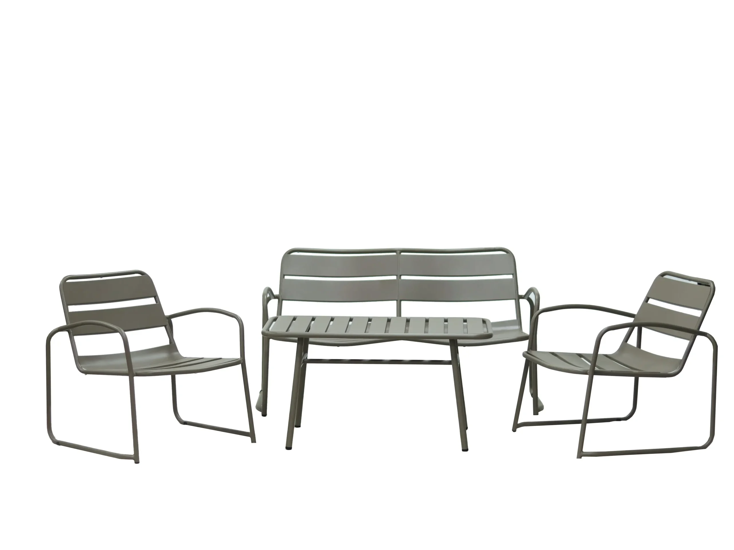 Modern 4-Piece Metal Sled-Base Lounge Set