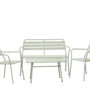 Modern 4-Piece Slatted Metal Patio Set