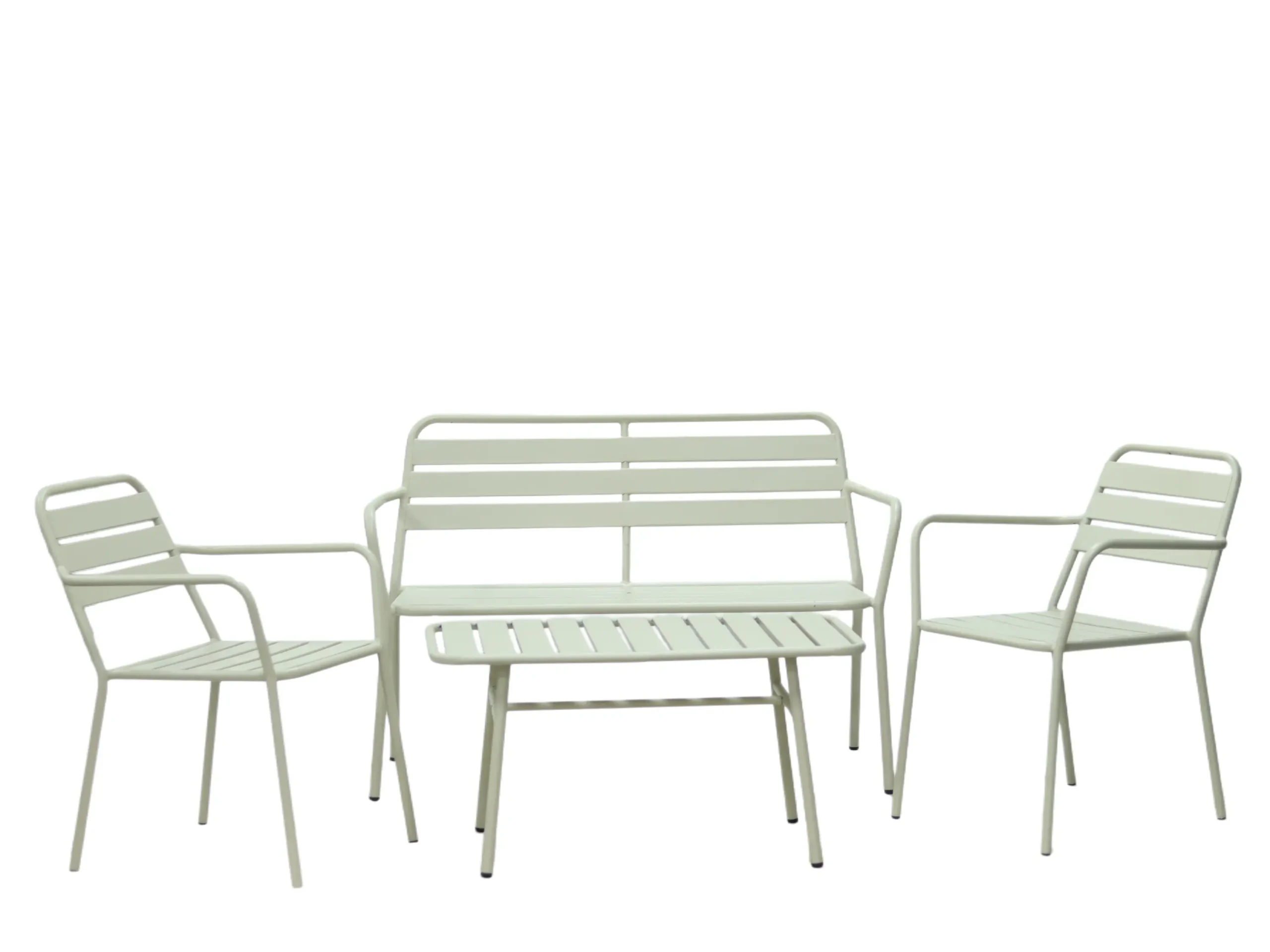 Modern 4-Piece Slatted Metal Patio Set