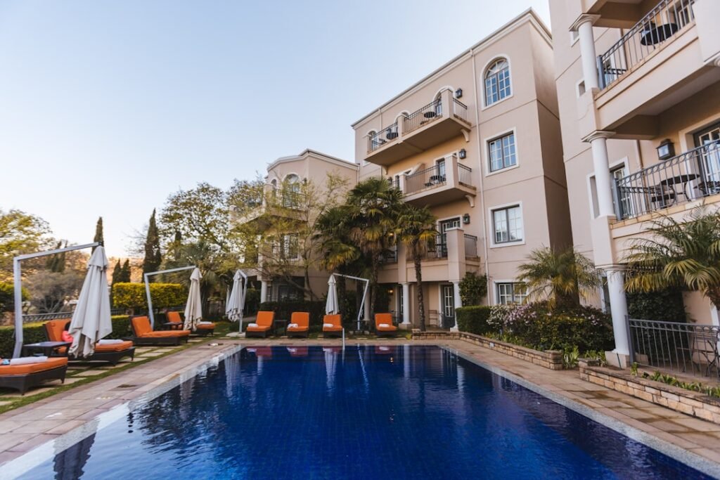 Poolside furniture needs to withstand chlorine, sun, and constant use