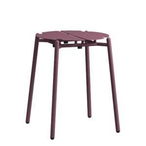 Matte Plum Purple Carbon Steel Split Round Seat Stackable Outdoor Side Stool