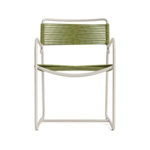 Modern Continuous-Frame Outdoor Chair with Horizontal Olefin Rope Weave
