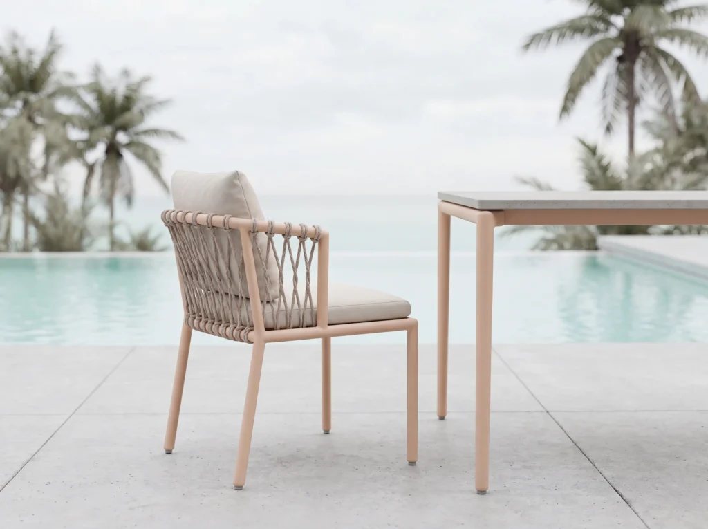 Modern Rope-Woven Armless Outdoor Dining Chair