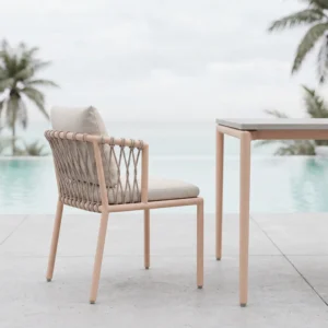 Modern Rope-Woven Armless Outdoor Dining Chair
