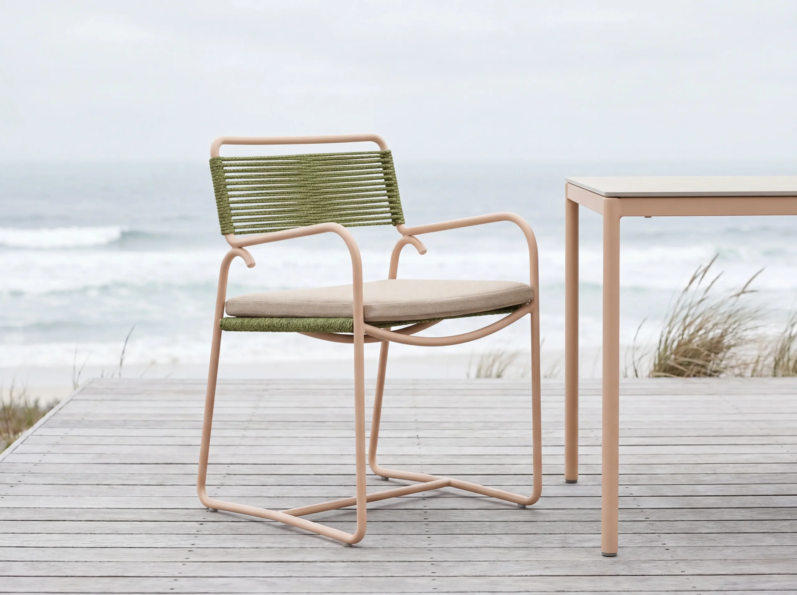 Metal Rope Stackable Outdoor Dining Armchair
