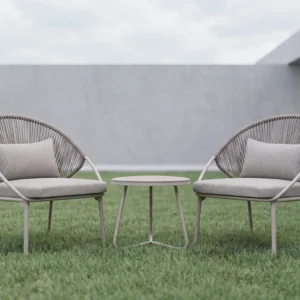 light taupe fan shaped rope outdoor armchair