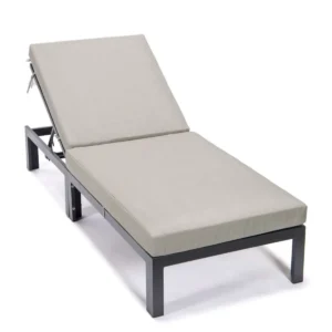 Outdoor patio pool lounger with adjustable backrest and easy-to-move wheels