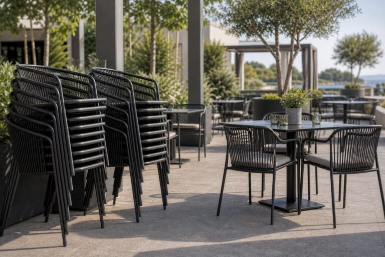 Stackable outdoor dining chairs wholesale for commercial patio projects
